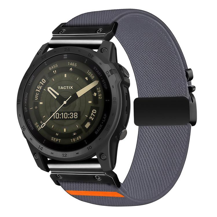 

For Gamin 26mm Parachute Buckle Diagonal Weave Stretch Nylon Watch Band(Space Grey)