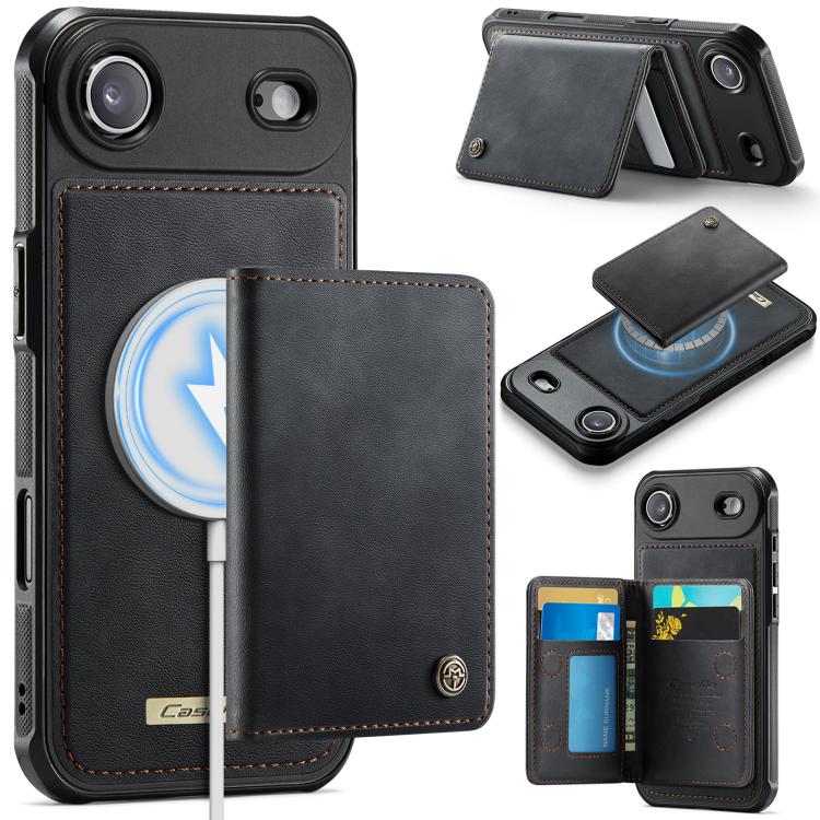 For iPhone Air CaseMe Me80 Series Detachable Wallet Magnetic RFID Vegan Leather Phone Case(Black)