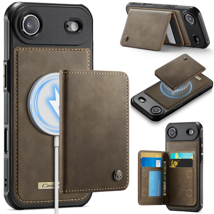 

For iPhone Air CaseMe Me80 Series Detachable Wallet Magnetic RFID Vegan Leather Phone Case(Coffee)
