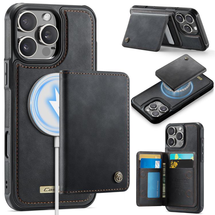 

For iPhone 16 Pro CaseMe Me80 Series Detachable Wallet Magnetic RFID Vegan Leather Phone Case(Black)