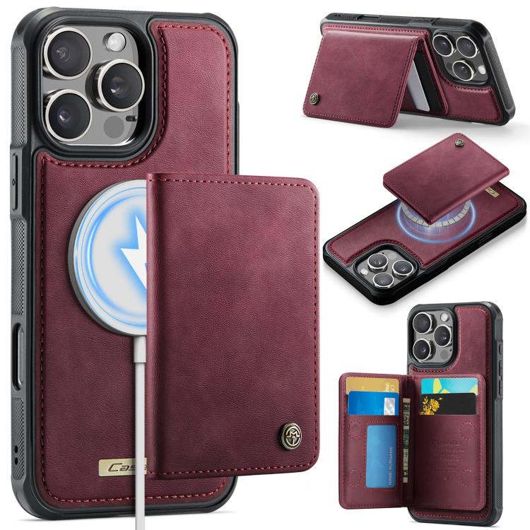 

For iPhone 16 Pro CaseMe Me80 Series Detachable Wallet Magnetic RFID Vegan Leather Phone Case(Red)