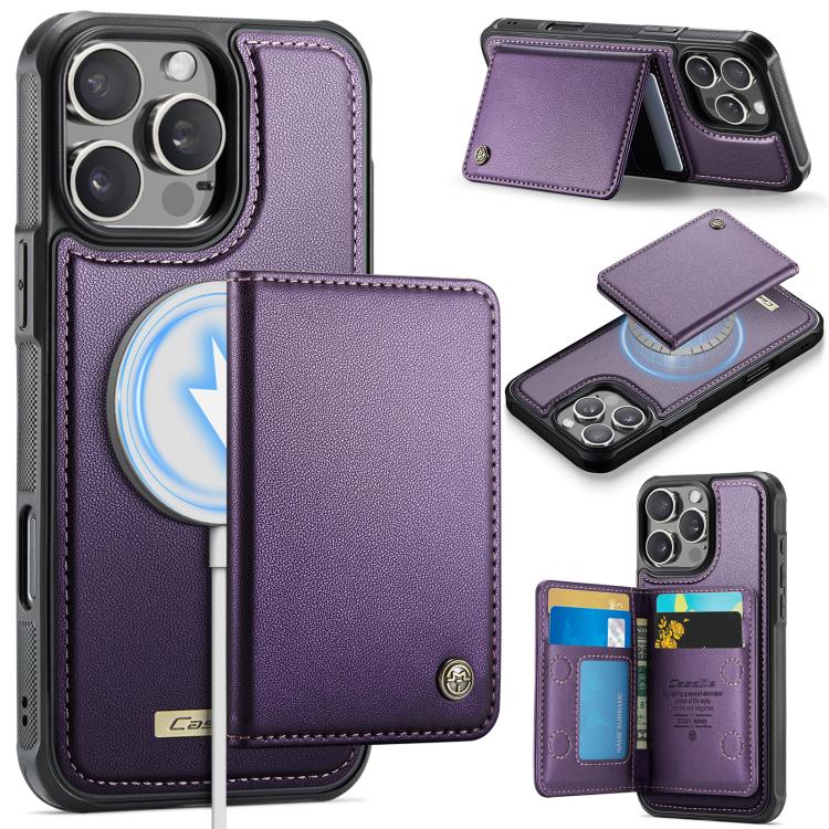 

For iPhone 16 Pro Max CaseMe Me80 Series Detachable Wallet Magnetic RFID Vegan Leather Phone Case(Purple)