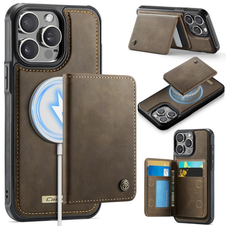

For iPhone 15 Pro CaseMe Me80 Series Detachable Wallet Magnetic RFID Vegan Leather Phone Case(Coffee)