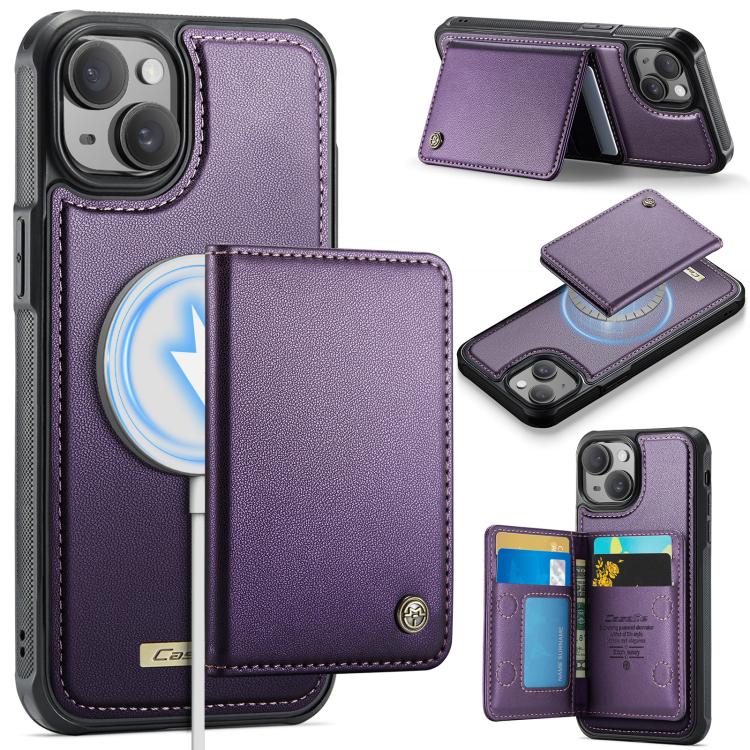 

For iPhone 13 CaseMe Me80 Series Detachable Wallet Magnetic RFID Vegan Leather Phone Case(Purple)