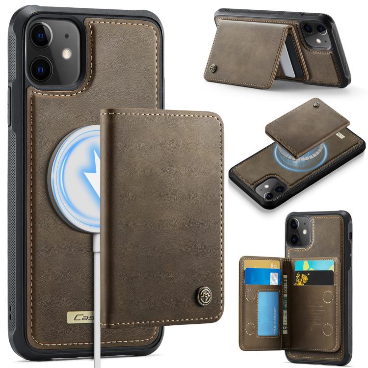 

For iPhone 11 CaseMe Me80 Series Detachable Wallet Magnetic RFID Vegan Leather Phone Case(Coffee)