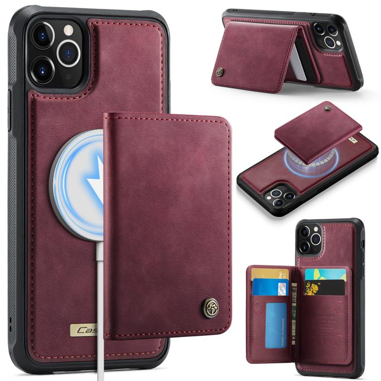 

For iPhone 11 Pro Max CaseMe Me80 Series Detachable Wallet Magnetic RFID Vegan Leather Phone Case(Red)