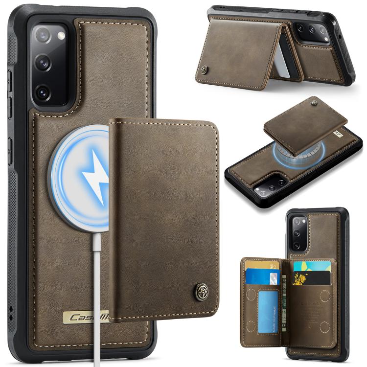 

For Samsung Galaxy S20 FE CaseMe Me80 Series Detachable Wallet Magnetic RFID Vegan Leather Phone Case(Coffee)