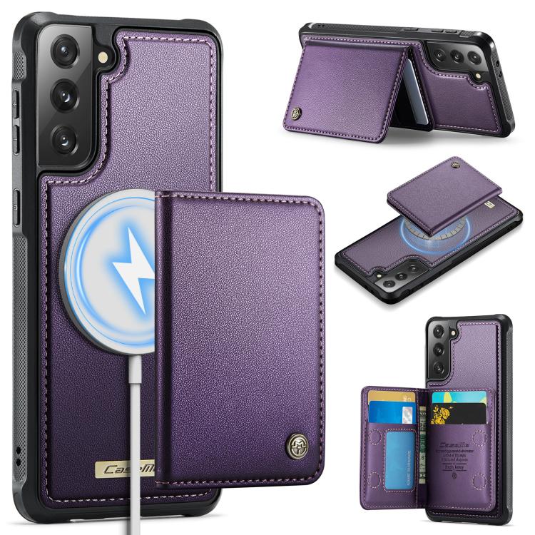 For Samsung Galaxy S21+ 5G CaseMe Me80 Series Detachable Wallet Magnetic RFID Vegan Leather Phone Case(Purple)