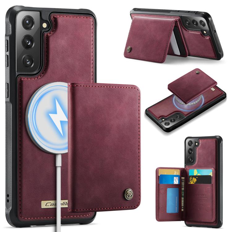 For Samsung Galaxy S22+ 5G CaseMe Me80 Series Detachable Wallet Magnetic RFID Vegan Leather Phone Case(Red)