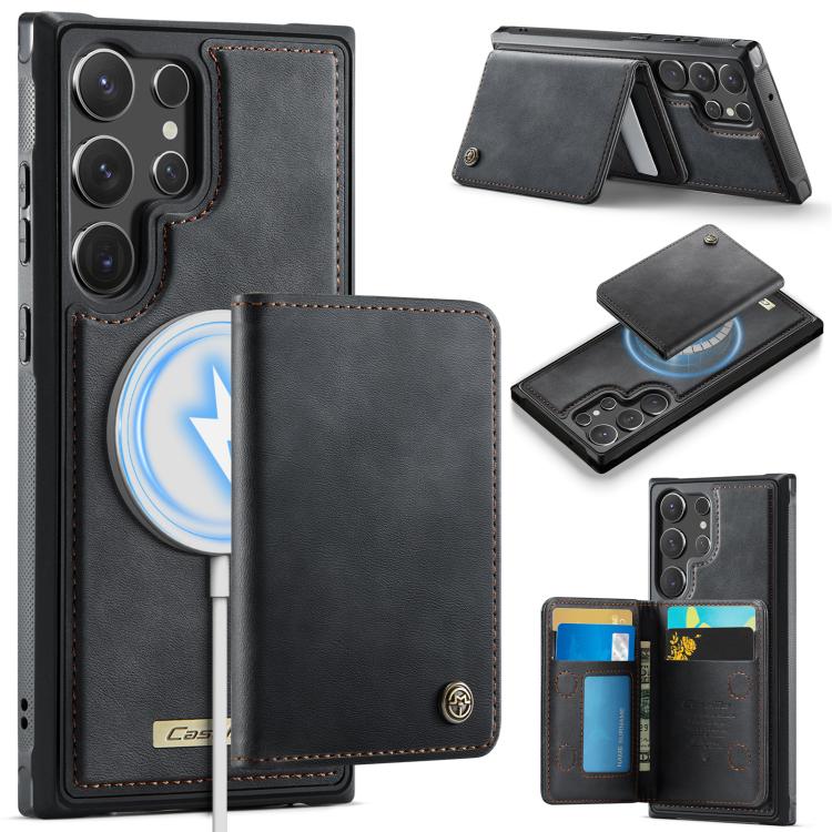 

For Samsung Galaxy S23 Ultra 5G CaseMe Me80 Series Detachable Wallet Magnetic RFID Vegan Leather Phone Case(Black)