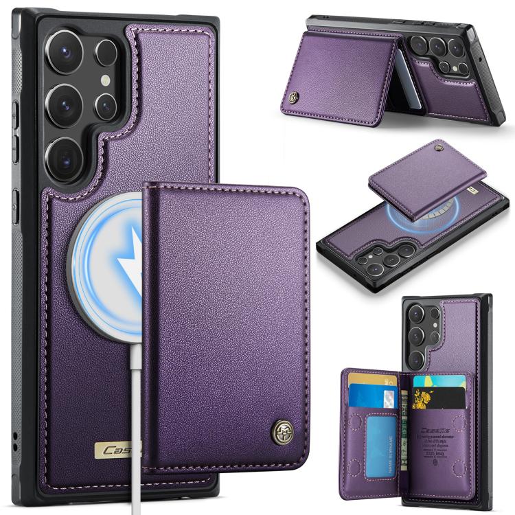 

For Samsung Galaxy S23 Ultra 5G CaseMe Me80 Series Detachable Wallet Magnetic RFID Vegan Leather Phone Case(Purple)