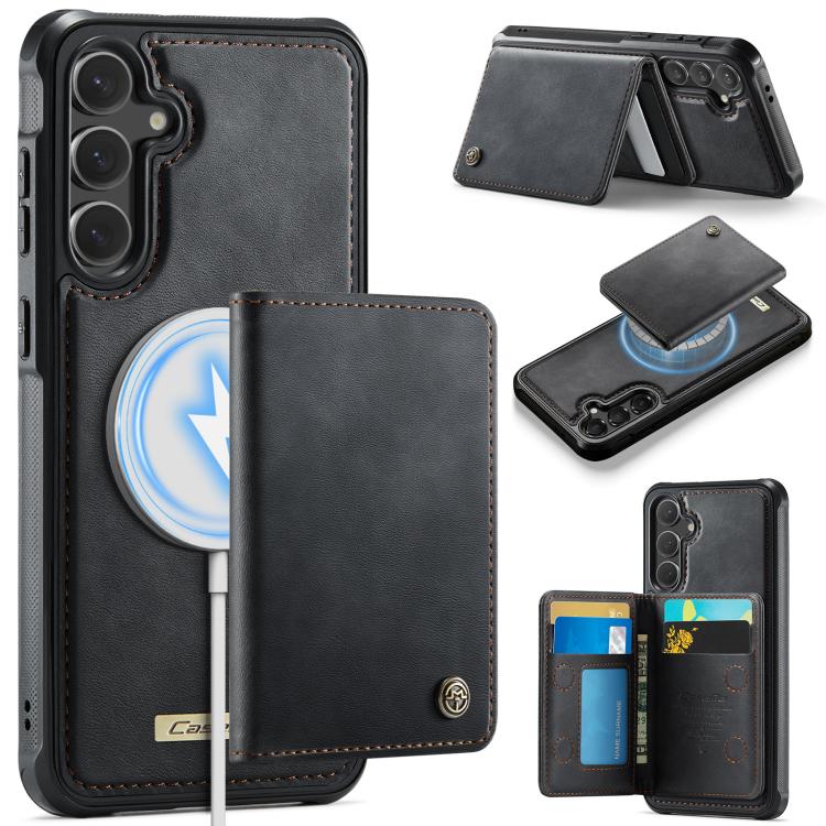 

For Samsung Galaxy S24 FE 5G CaseMe Me80 Series Detachable Wallet Magnetic RFID Vegan Leather Phone Case(Black)