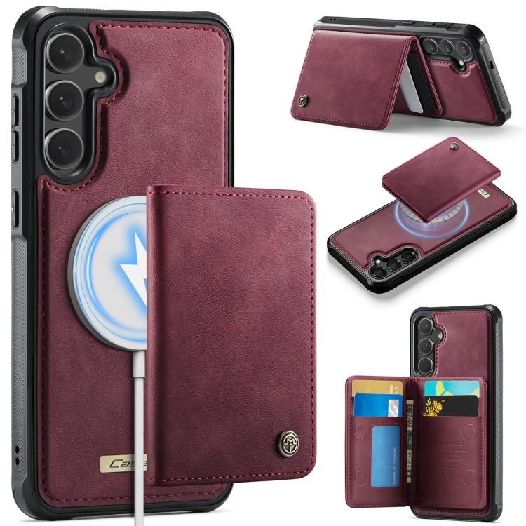 

For Samsung Galaxy S25 / S24 5G CaseMe Me80 Series Detachable Wallet Magnetic RFID Vegan Leather Phone Case(Red)