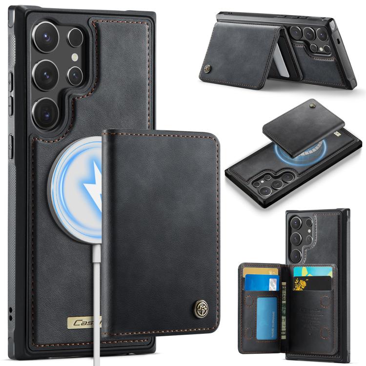 For Samsung Galaxy S24 Ultra 5G CaseMe Me80 Series Detachable Wallet Magnetic RFID Vegan Leather Phone Case(Black)