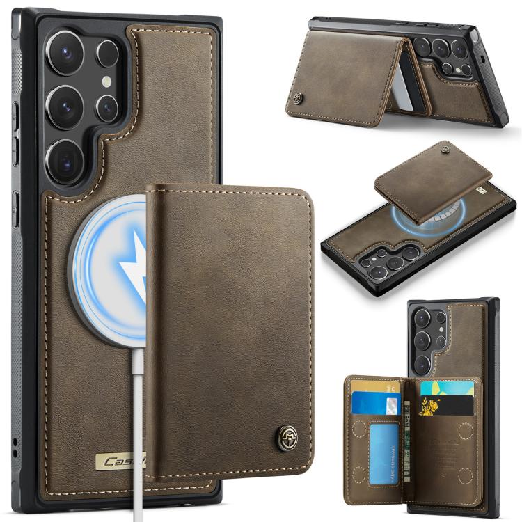 

For Samsung Galaxy S24 Ultra 5G CaseMe Me80 Series Detachable Wallet Magnetic RFID Vegan Leather Phone Case(Coffee)