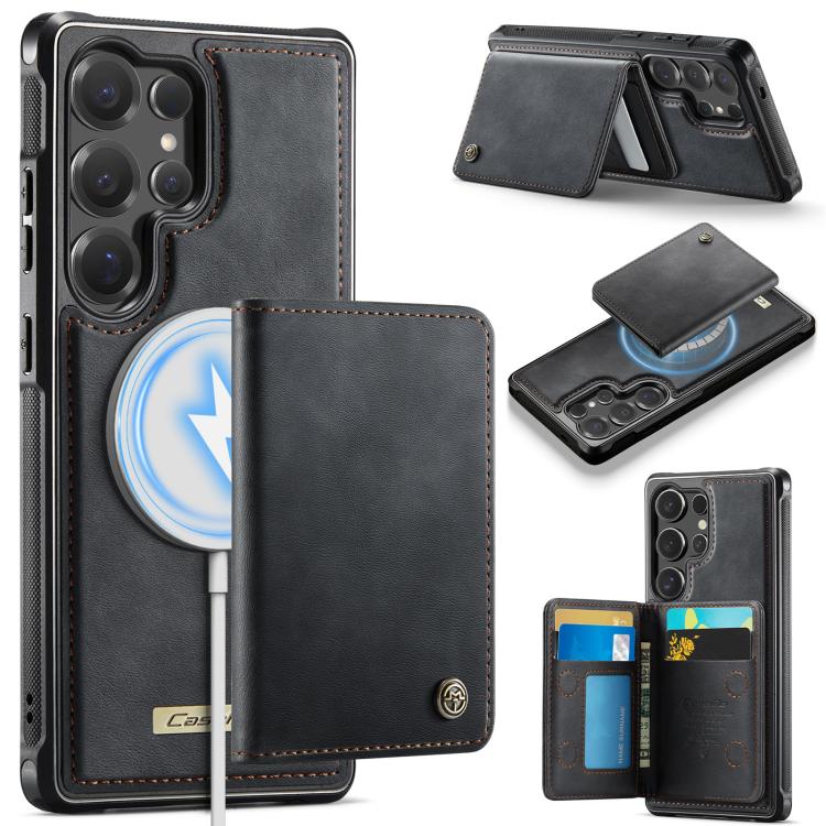 

For Samsung Galaxy S25 Ultra 5G CaseMe Me80 Series Detachable Wallet Magnetic RFID Vegan Leather Phone Case(Black)