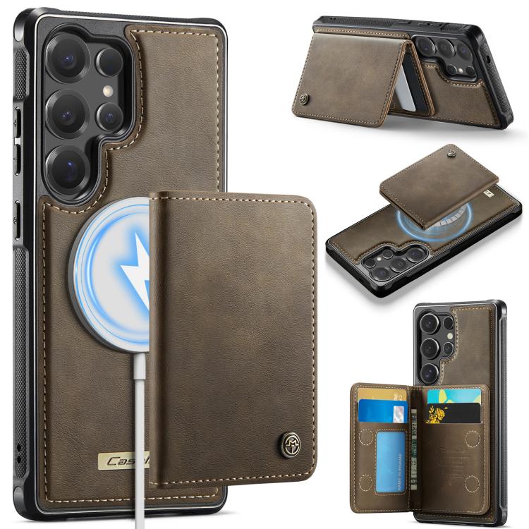 

For Samsung Galaxy S25 Ultra 5G CaseMe Me80 Series Detachable Wallet Magnetic RFID Vegan Leather Phone Case(Coffee)