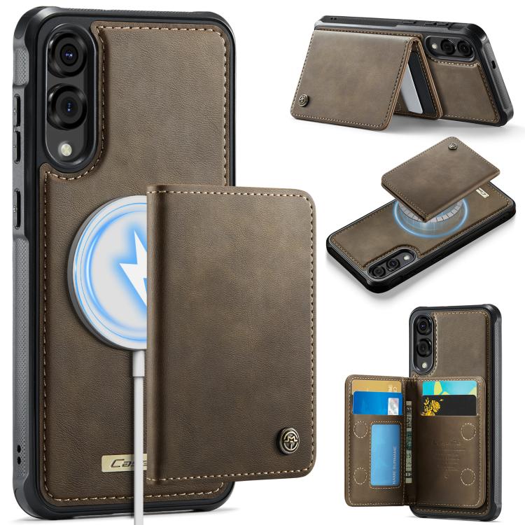 

For Samsung Galaxy S25 Edge 5G CaseMe Me80 Series Detachable Wallet Magnetic RFID Vegan Leather Phone Case(Coffee)