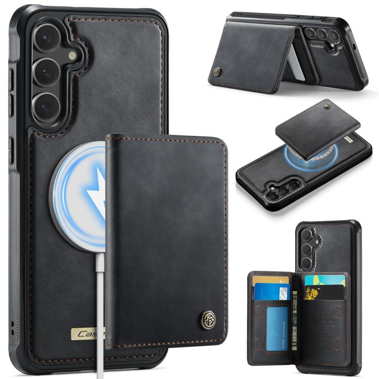 

For Samsung Galaxy S25 FE 5G CaseMe Me80 Series Detachable Wallet Magnetic RFID Vegan Leather Phone Case(Black)