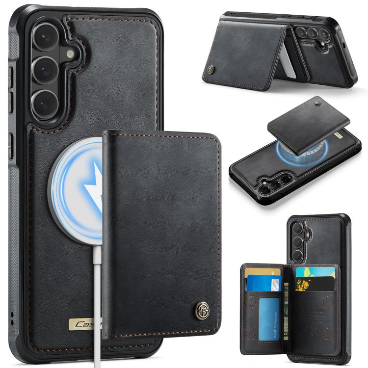 

For Samsung Galaxy S26 5G CaseMe Me80 Series Detachable Wallet Magnetic RFID Vegan Leather Phone Case(Black)