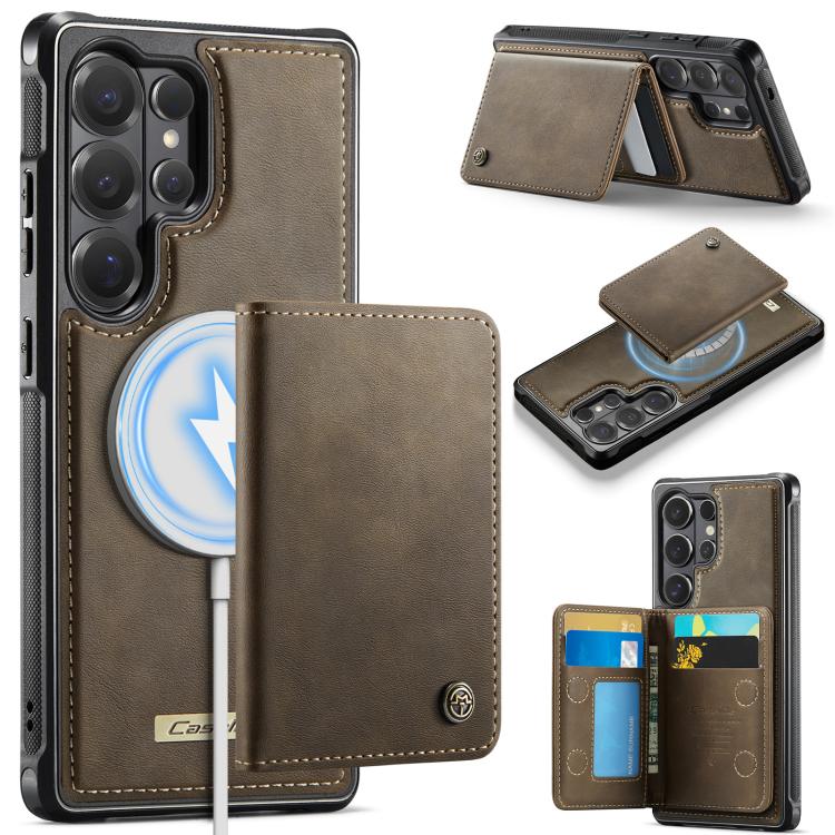 

For Samsung Galaxy S26 Ultra 5G CaseMe Me80 Series Detachable Wallet Magnetic RFID Vegan Leather Phone Case(Coffee)