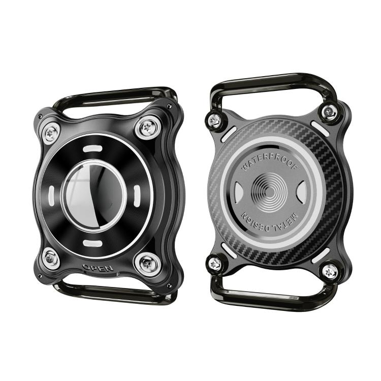 

For AirTag Dual-Color Aluminum Alloy Plate Pet Locator Tracker Collar Waterproof Protective Cover(Black Black White)