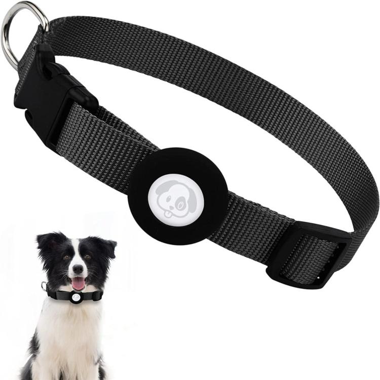 

For Apple AirTag Pet Collar Nylon Cat and Dog Collar, Size:S 1.5 x 28 x 39cm(Black)