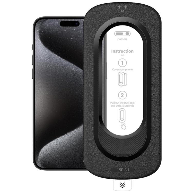 

For iPhone 15 Pro Smooth Anti-Fingerprint Easy Install Dust-Free Box HD Tempered Glass Film
