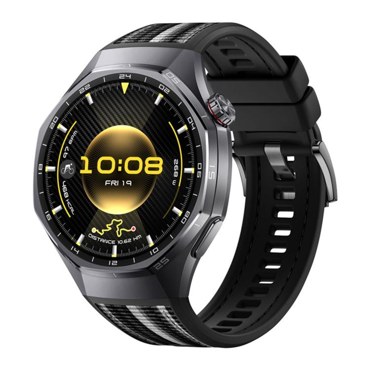 

For Huawei Watch GT 6 Pro Push Button Composite Nylon Silicone Watch Band(Obsidian Black)