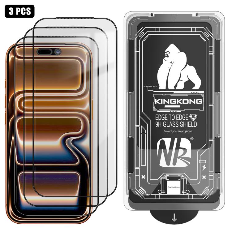 

For iPhone 17 Pro Max 3pcs Easy Install Box Dust-Free 3D Curved Edge HD Electroplated Explosion-Proof Tempered Glass Film