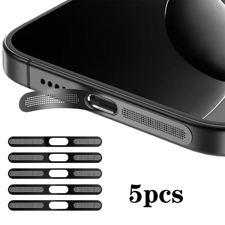 

For iPhone 17 Pro Max 5pcs High-Density Metallic Integrated Speaker Dust Cover(Black)