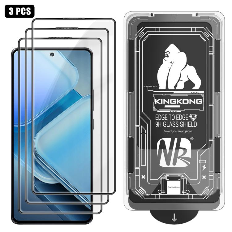 For vivo iQOO Z9 3pcs Easy Install Box Dust-Free 3D Curved Edge HD Electroplated Explosion-Proof Tempered Glass Film
