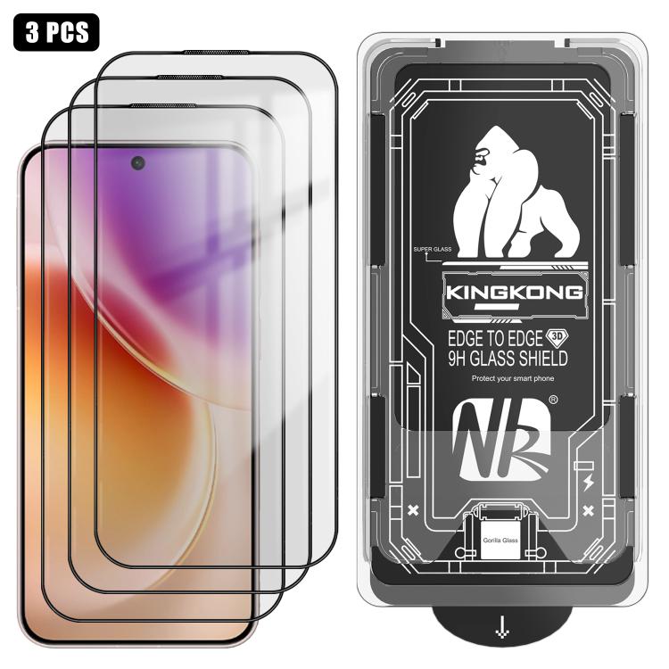

For vivo X300 3pcs Easy Install Box Dust-Free 3D Curved Edge HD Electroplated Explosion-Proof Tempered Glass Film