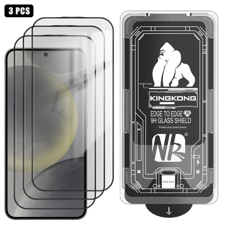 

For Samsung Galaxy S24+ 5G 3pcs Easy Install Box Dust-Free 3D Curved Edge HD Electroplated Explosion-Proof Tempered Glass Film