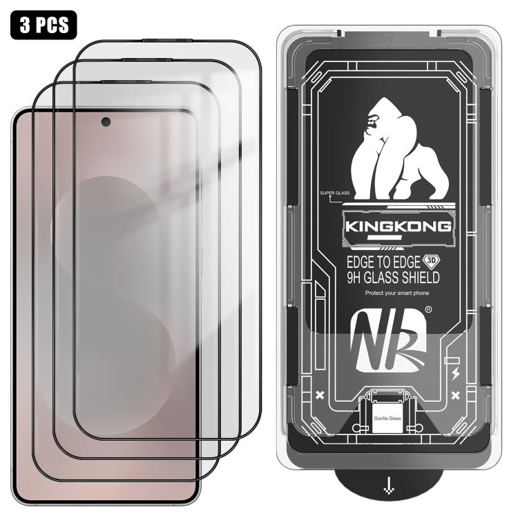 

For Samsung Galaxy S26+ 5G 3pcs Easy Install Box Dust-Free 3D Curved Edge HD Electroplated Explosion-Proof Tempered Glass Film