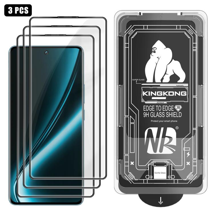 

For Realme Narzo 80 Pro 3pcs Easy Install Box Dust-Free 3D Curved Edge HD Electroplated Explosion-Proof Tempered Glass Film