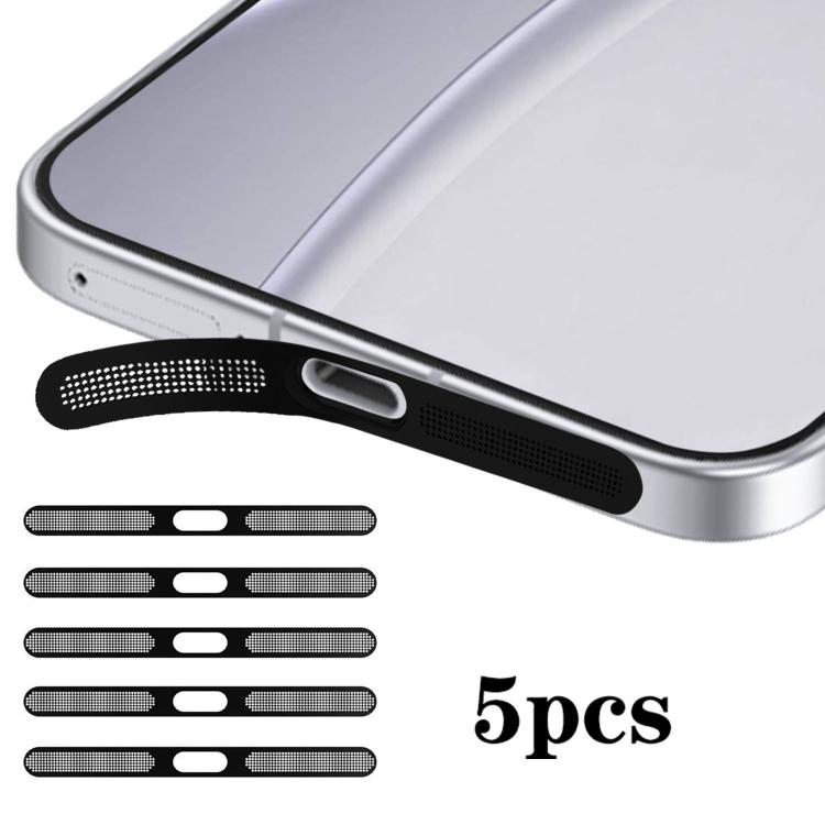 

For OPPO Reno15 F 5pcs High-Density Metallic Integrated Speaker Dust Cover(Black)