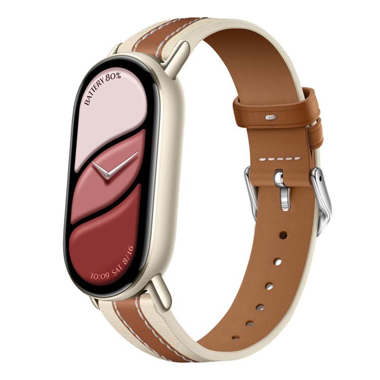 

For Xiaomi Smart Band 10 / 9 / 8 Composite Stitching Genuine Leather Watch Band(Saddle Brown)