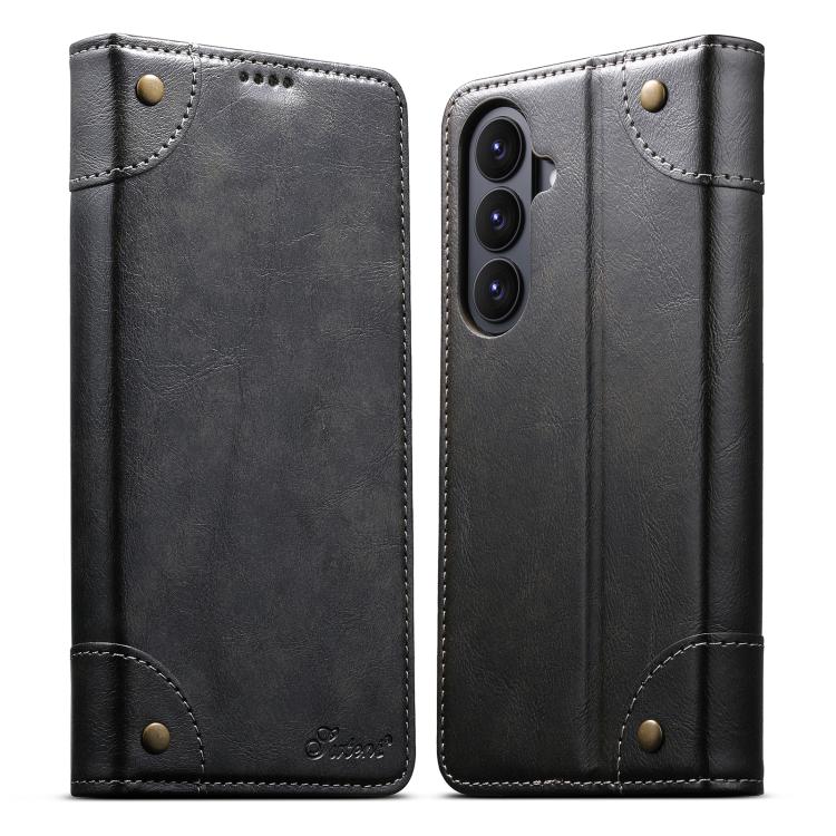 

For Samsung Galaxy S26+ 5G Suteni Baroque Calf Texture Buckle Wallet Leather Phone Case(Black)