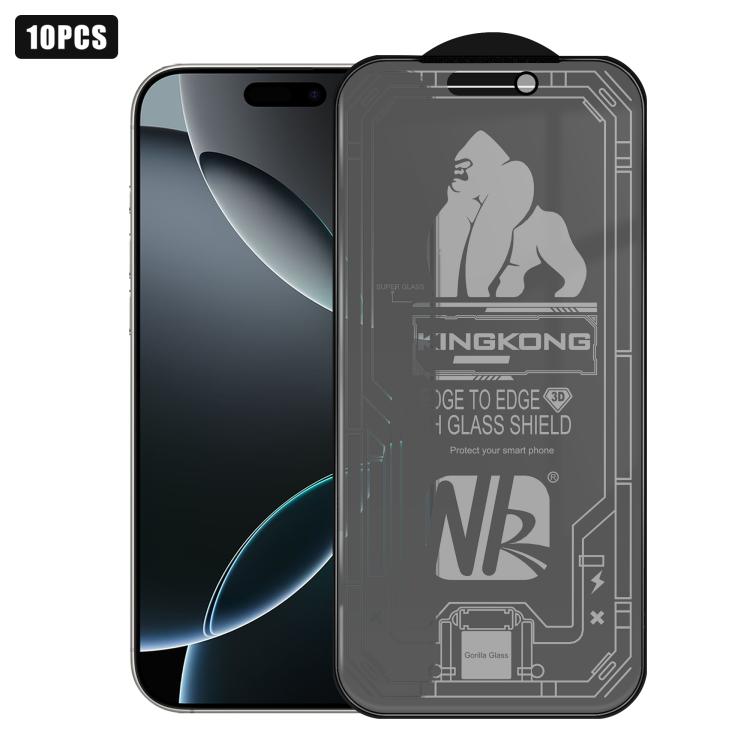 

For iPhone 16 Pro 10pcs 3D Large Arc Edge Electroplated Explosion-Proof Scratch-Resistant Full-Screen Frosted Privacy Tempered Glass Film