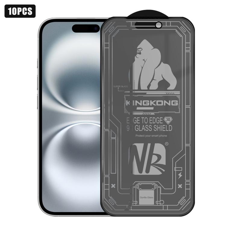 

For iPhone 16 10pcs 3D Large Arc Edge Electroplated Explosion-Proof Scratch-Resistant Full-Screen Frosted Privacy Tempered Glass Film