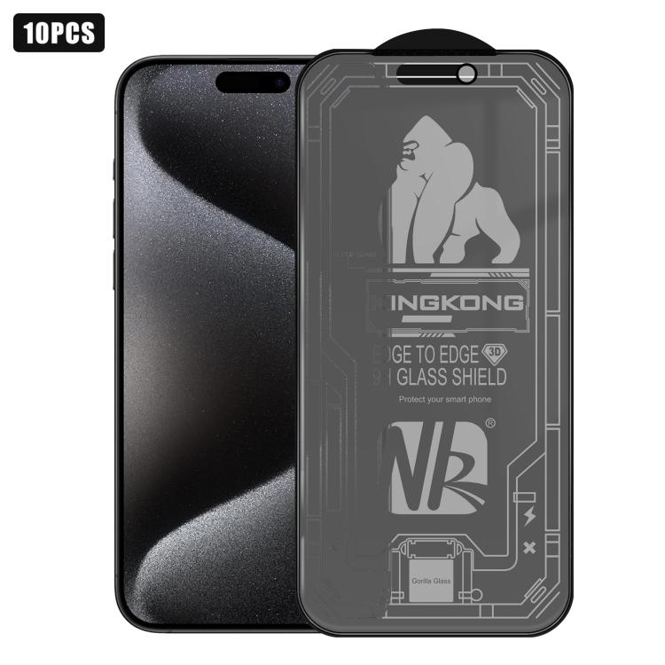

For iPhone 15 Pro Max 10pcs 3D Large Arc Edge Electroplated Explosion-Proof Scratch-Resistant Full-Screen Frosted Privacy Tempered Glass Film