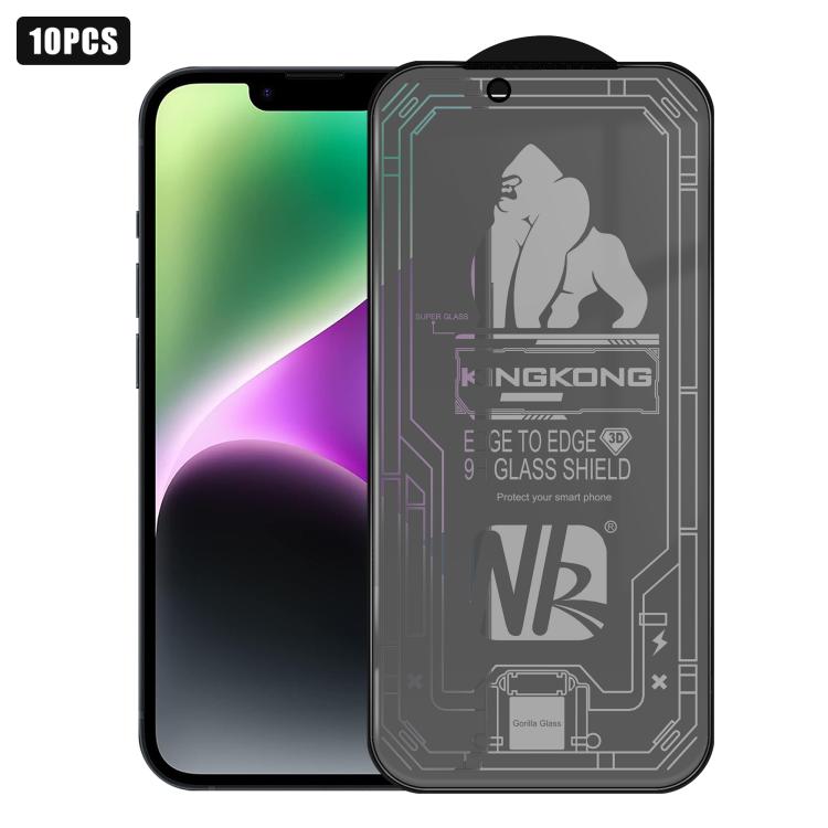 

For iPhone 14 10pcs 3D Large Arc Edge Electroplated Explosion-Proof Scratch-Resistant Full-Screen Frosted Privacy Tempered Glass Film