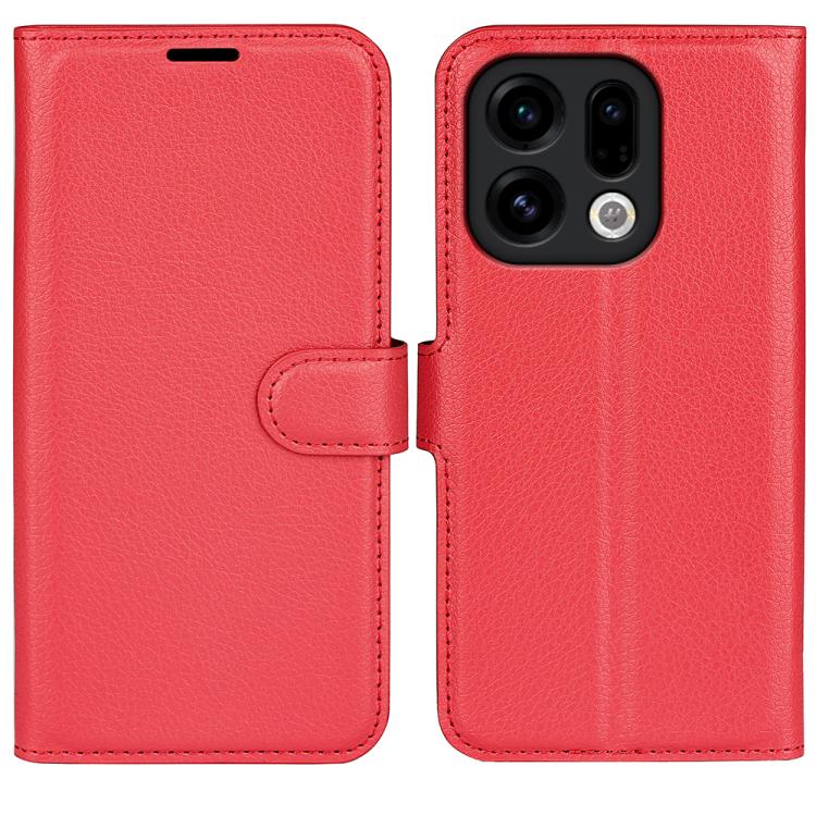 For OPPO Find X9 Litchi Texture Horizontal Flip Leather Phone Case with Holder(Red)