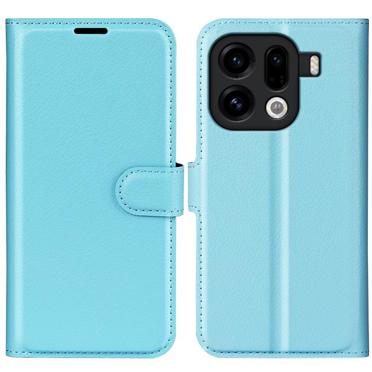For OPPO Find X9 Pro Litchi Texture Horizontal Flip Leather Phone Case with Holder(Blue)