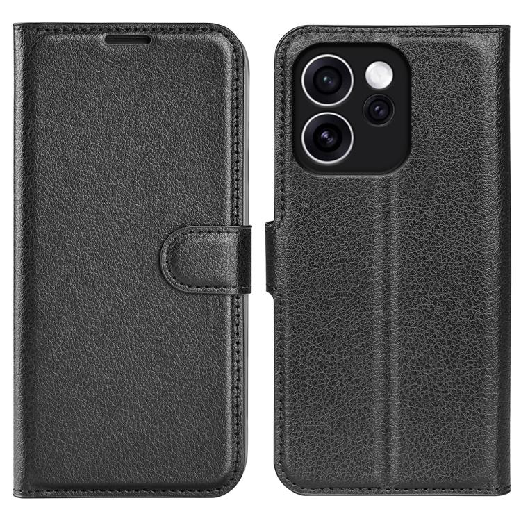 For OPPO Reno15 F 5G Litchi Texture Horizontal Flip Leather Phone Case with Holder(Black)