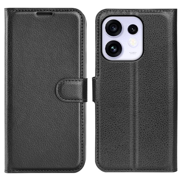 or OPPO Reno16 5G /16 Pro 5G Global Litchi Texture Horizontal Flip Leather Phone Case with Holder(Black)