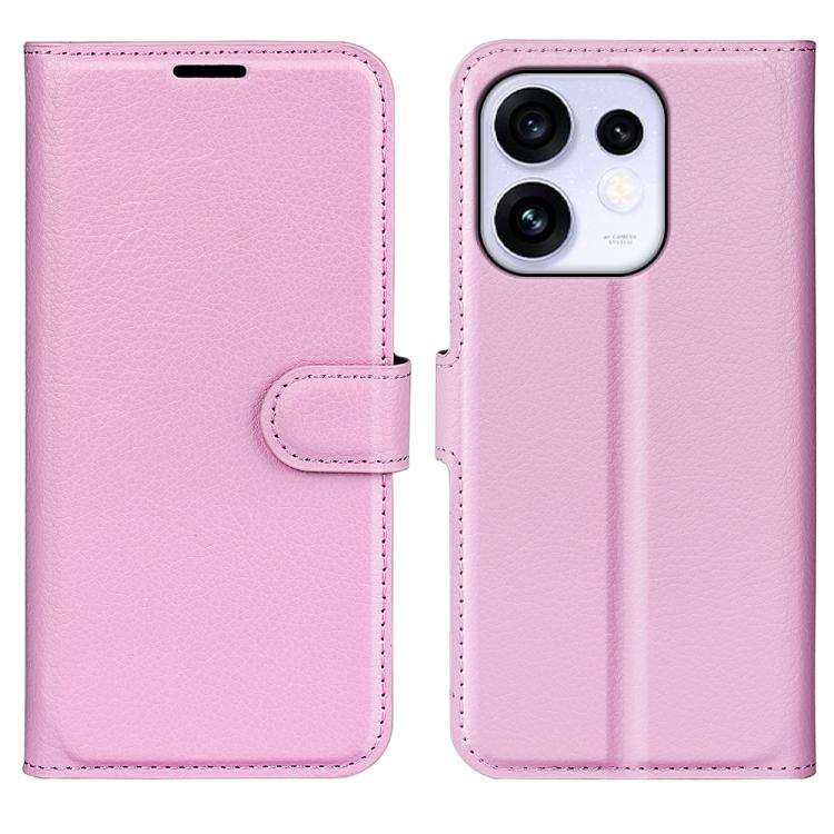 or OPPO Reno16 5G /16 Pro 5G Global Litchi Texture Horizontal Flip Leather Phone Case with Holder(Pink)