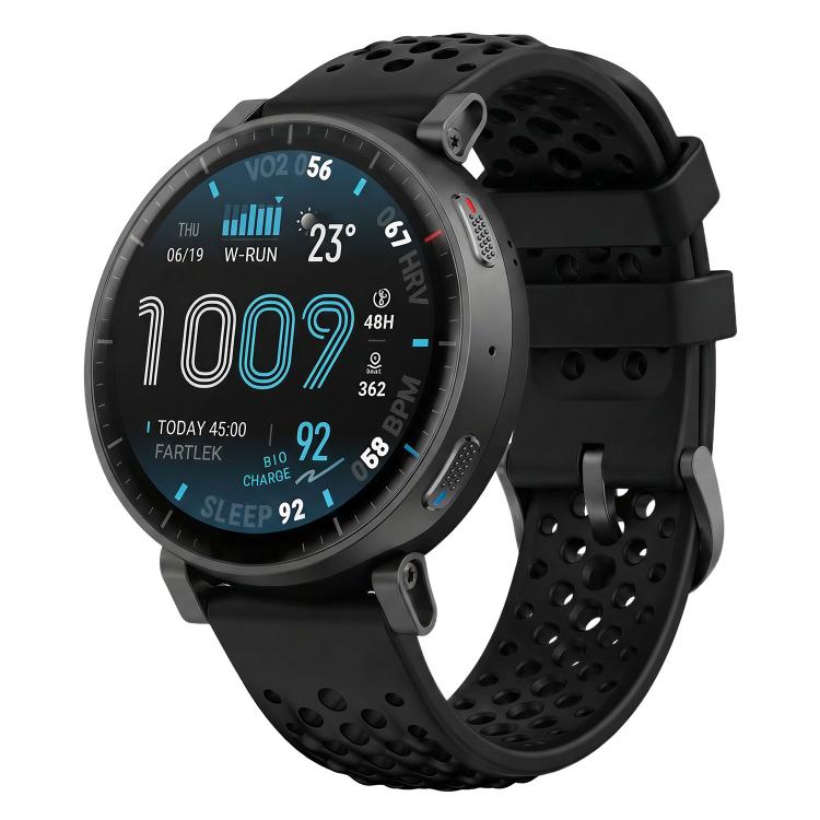 

For Amazfit Active Max Breathable Perforated Sport Silicone Watch Band(Black)