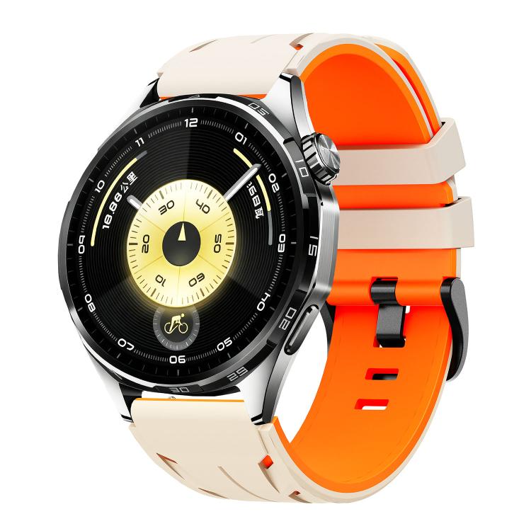 22mm Stegosaurus Pin Buckle Two Color Silicone Watch Band(Starlight Orange)